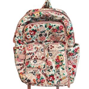 Vera Bradley Large Utility Backpack Pink Flower Floral with a ton of pockets